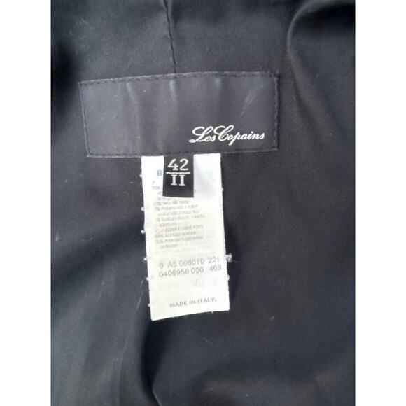 Les Copains Black White Herringbone Metallic Wool Blazer Women's size 42 Italian - Picture 9 of 11